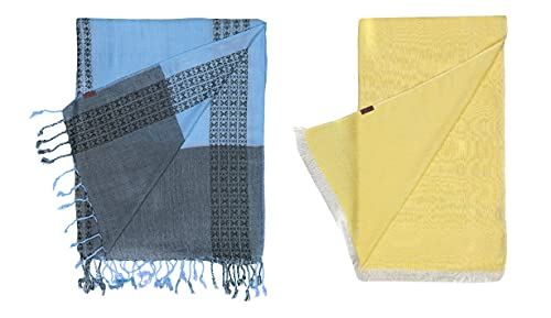 Image of Flyer Women's stole /scarf Colour- Yellow & Purple & Blue & Grey & Purple & Pink soft viscose ethnic scarves pack of 2 ST-08-ALL