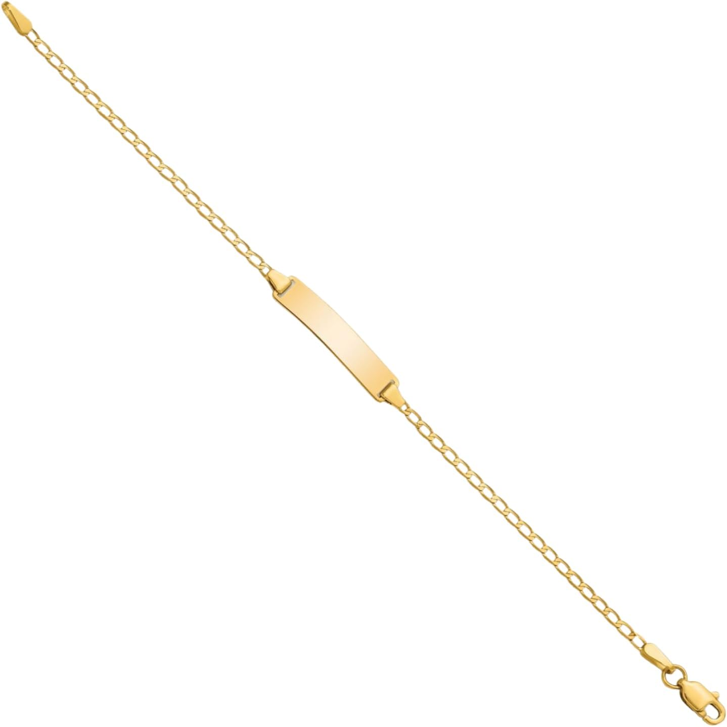 IceCarats 14K Solid Yellow Gold Curb Link Name Bar Identification ID Bracelet