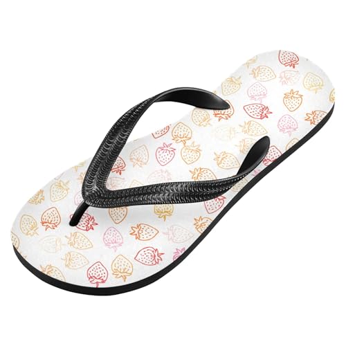 Burbuja Strawberry Outlines Flip Flops for Women Men, Soft Thong Sandals Rubber Slippers for Pool Beach Essentials2