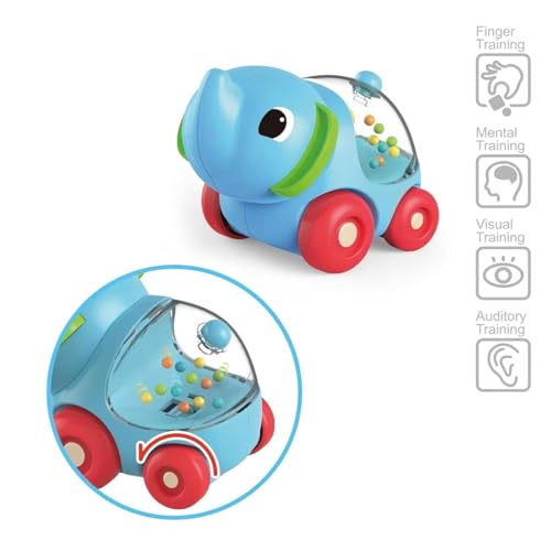 Image of ToyBharat Pop Pop Elephant Free Wheel Toy Features Vibrant Multicolour Designs and Smooth Battery-Free Rolling Action. Perfect for Kids Ages 1 to 6, Encouraging Activity