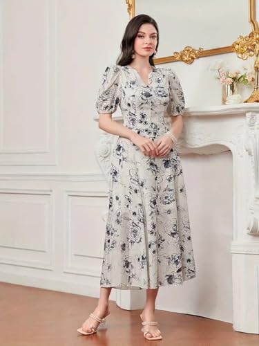 Image of Bollyclues Women's Cotton Printed Midi Dress | Sleeveless Square Neck Casual Summer Dress for Women | Stylish Vacation Dress