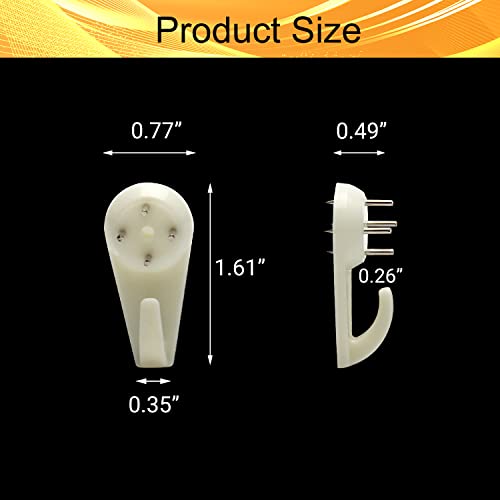 Image of Picture Hangers Ceiling Hooks Professional Photo Frame Hooks Kit with Nails for Hanging Plants Mugs Wind Chimes Utensils White 100PCS