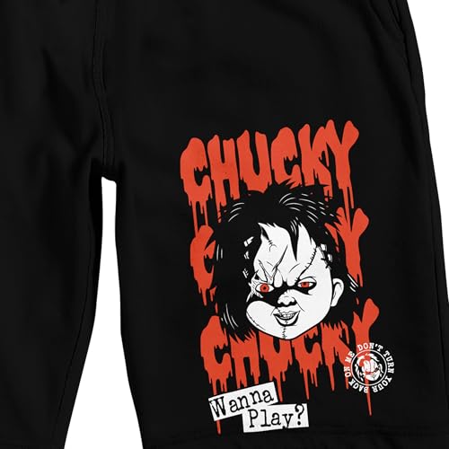 Bioworld Chucky Repeat Name Text Men's Black Sleep Pajama Shorts2