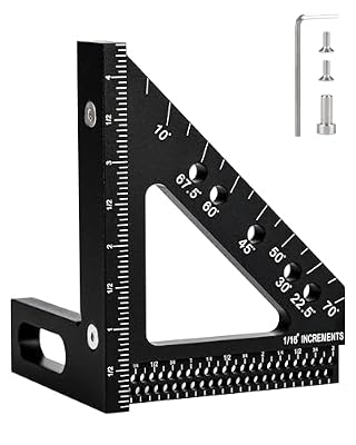 Carpenter Square, 4 in 1 Combo Square 4 Inch, Scribing Ruler Measuring Layout Tool, 0-90 Degree Protractor Right Angle Ruler, Miter Triangle Ruler Woodworking Tool for Marking Gauge Drawing Line Angle