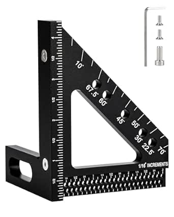 Oumefar Verstelbare Houten Trap Meetliniaal, Trapprofiel Sjabloon Tool, Stevige Trapprofielmeter, Plank Layout Tool, 0° 270° Schaal Meethoek, Essentieel voor Nauwkeurig Snijden
