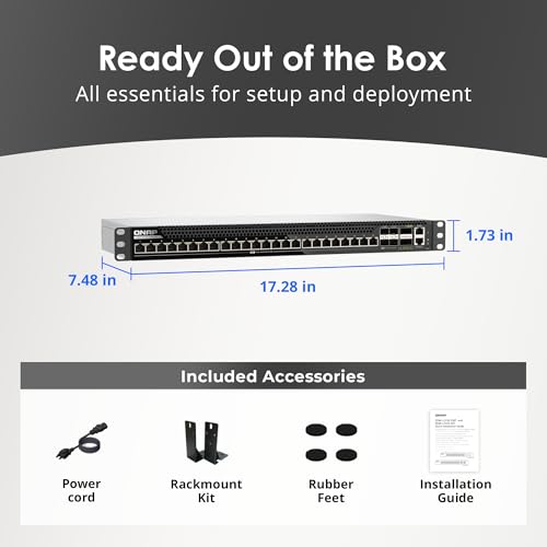 Image of QNAP 30-Port L3 Lite Managed Network Switch, 2X 100GbE QSFP28, 4X 25GbE SFP28, 24x 10GbE Base-T (RJ45), ToR Enterprise Ethernet Switch for Data Center & AI Workloads (QSW-M7230-2X4F24T-US)