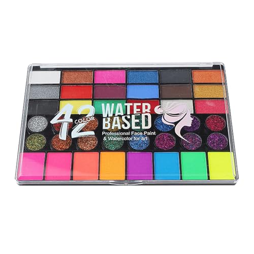 Pintura facial a base de agua, juego de maquillaje de 42 colores para la cara, pintura facial fluorescente para Halloween, carnaval, fiesta de Navidad, teatro, niños y adultos