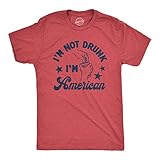 Mens Im Not Drunk Im American T Shirt Funny Sarcastic Fourth of July Party Drinking Tee for Guys Funny T Shirts Patriotic Apparel for Men Cool Drinking Red - XL