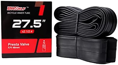 BWSHLF 27.5" Mountain Bike Inner Tubes (2 Pack), Durable Butyl Rubber MTB Bicycle Replacement Fit 2.1-2.4，Presta Valve 48mm