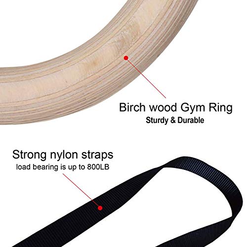 image for DesirePath Wooden Gymnastic Rings with Adjustable Straps - Olympic Gym