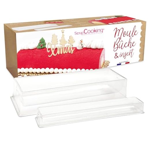 ScrapCooking - Kit Moule Bûche de Noël & Insert - 2 Moules PVC Semi-rigides & Réutilisables - Accessoires Pâtisserie Dessert de Noël - Recette de Bûche Framboise Chocolat Blanc - 1921