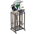 Sttoraboks Garden Tool Organizer, Yard Tool Tower Rack for Garage Organization and Storage, Up to 35 Long-Handled Tools/Rakes/Brooms, Heavy Duty Steel Garden Tool Stand for Shed, Outdoor, Black