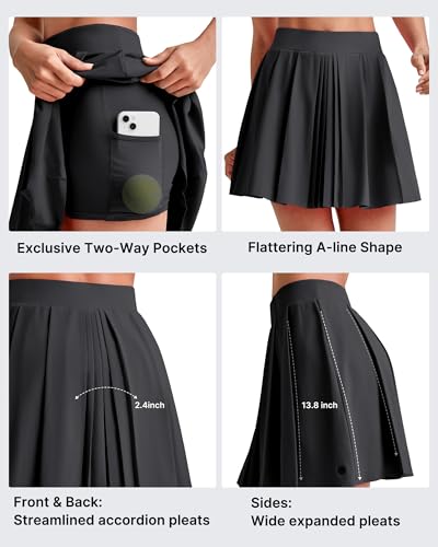 G4Free Wide Pleated Women Tennis Skirts High Waisted Golf Skorts Lightweight Casual Cute Athletic Built-in Shorts Pockets2