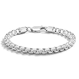 Dankadi 925 Sterling Silver 5MM Square Rolo Link Bracelet Men Round Box Chain 5.9' 6.3' 6.7' 7' 7.5' 8' 8.5' 9' 9.5' Bangle Unisex Cuff Jewelry Gift For Women (Silver, 6.3 inch)
