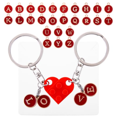 Ouligay Herz Schlüsselanhänger Partner Paar Geschenke für Paare Pärchen Freund, Couple Geschenke Liebe Jahrestag Geschenk für Ihn Sie Freundschaft Valentinstag Weihnachten (Rot)