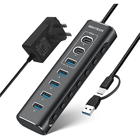 RSHTECH 7-Port USB C Hub with Power Cover