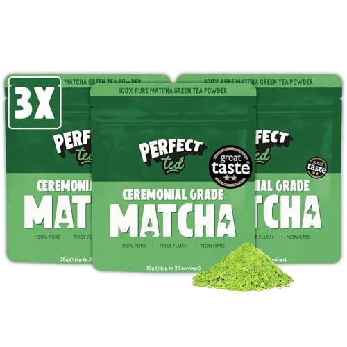 Perfect Ted Pulver | Bio 3 x 30g (90g) | Zeremonielle Qualität | Japanischer Herkunft | Tee Pulver | Matcha Fuel | Bio Zeremonieller Matcha