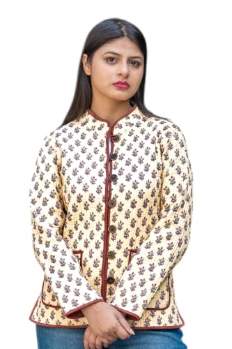 Image of Reversible Jacket for Women | Double Sided Quilted Jacket | Reversible Winter Jacket for Women | Stylish Ethnic Printed Jacket | Warm & Comfortable Casual Outerwear
