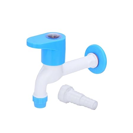 Mashu White PVC Blue Crystal Plastic Water Tap/Long Body Plastic/Routing Tap/Washing Area/Kitchen Sink Tap/Bathroom Bib Cock for Hot & Cold Water/Basins Cock (Pack of, 1)