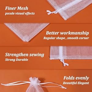 Hopttreely 100pcs Organza Bags White 4x610X15CM Satin Drawstring Organza Pouch Wedding Party Favor Gift Bag Jewelry Watch Bags