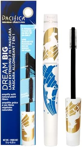 Pacifica Dream Big Mascara – Black Magic 7-in-1 Lash Extending Mascara, Twist-Adjust Brush for Length & Volume, Lash Serum Infused, Vegan Ophthalmologist tested