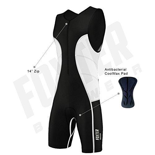 Traje de compresión, bañador para hombre de rendimiento activo para triatlón: atletismo, natación y ciclismo., blanco, Small