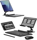 for Samsung Galaxy Z Fold 7 6 5 Trifold Stand and Keyboard, Aluminum Foldable Phone Stand Holder for Desk, 7.9 inch Mini Bluetooth Keyboard, 4 in 1 Portable Set Include Mouse and Pen
