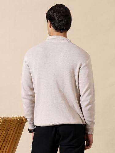 Image of Kvetoo Men's Wool Polo Collar Neck Winter Sweater Full Sleeve Solid Pullover for Casual Office Wear