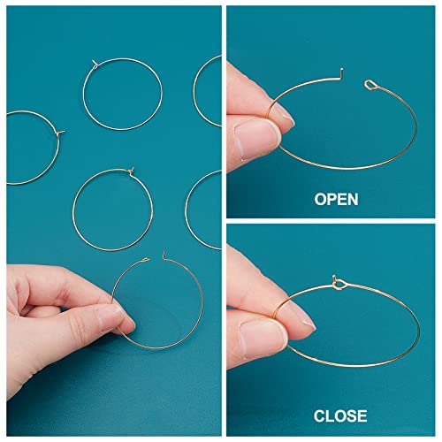 UNICRAFTALE about 60pcs 40mm 2 Colors Earring Hoops 316 Stainless Steel Hoop Earrings Wine Glass Charms Rings for DIY Earring Making Golden & Stainless Steel Color - Image 4