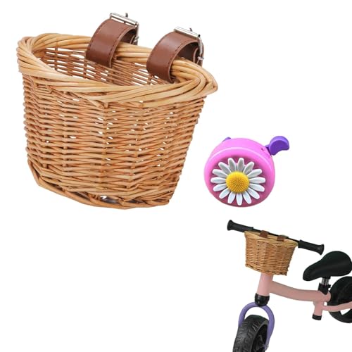 Panier de vélo en osier Toto pour les balades au parc des enfants avec accessoires
