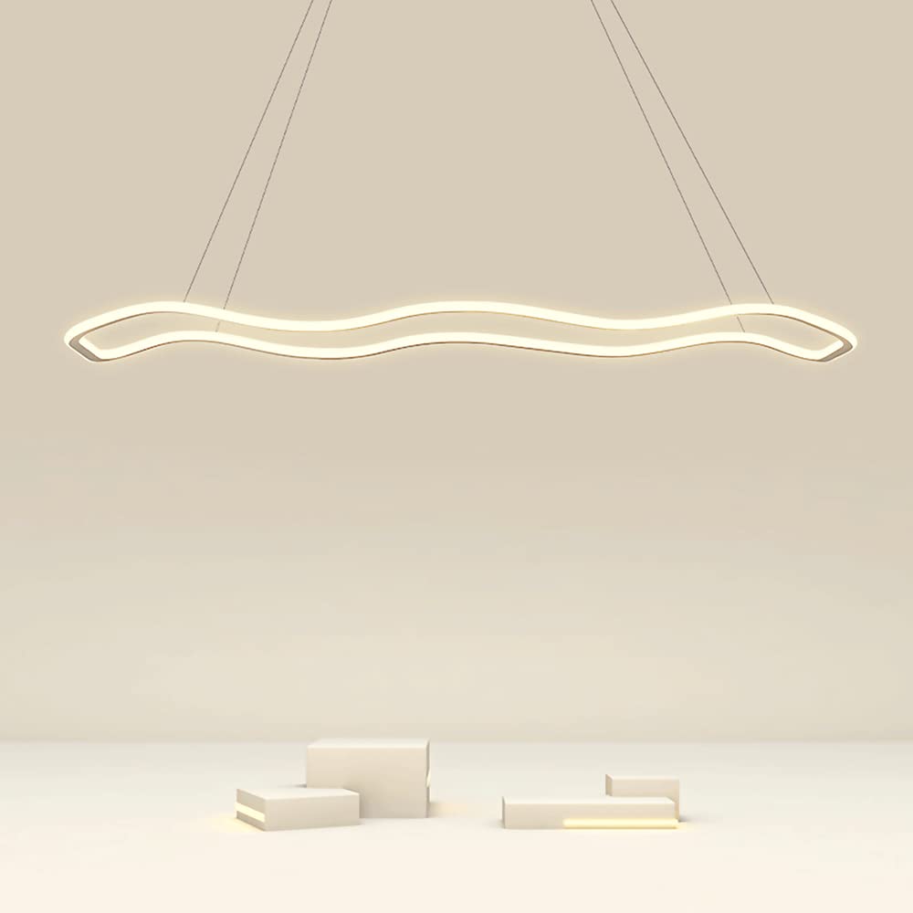 Długa lampa wisząca z białego żelaza, falowana lampa wisząca, nastrojowe oświetlenie LED, lampa wisząca na wyspie kuchennej, minimalistyczny żyrandol do jadalni, 40 W