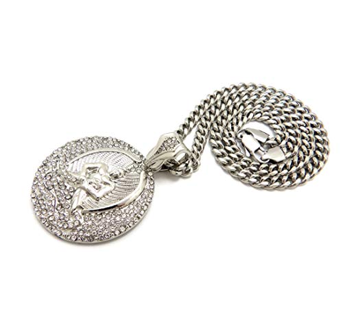 Iced Euphanasia Hip Hop Pendant 5mm/18",20",24",30" Stainless Steel Cuban Chain Necklace SRC43 (24)2