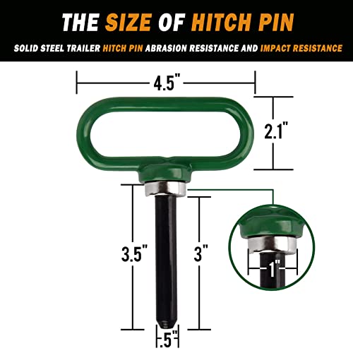 Eilxmag Universal Heavy Duty Zero Turn Mower Trailer Hitch And Strong Heavy Duty Neodymium Magnet Trailer Gate Pin With 2 Bolts -1/2'' R-Clip (Combo Pack,Green＋Orange) #TOP1