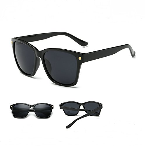 Vintage Large Squared Sunglasses for Women Black Plastic Frame Clear Reflective2