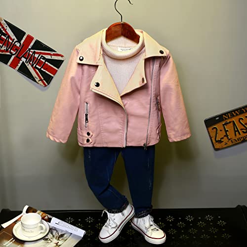 Image of Kids Faux Leather Moto Jacket Rivets Biker Coat for Boys Girls 4-14 Years