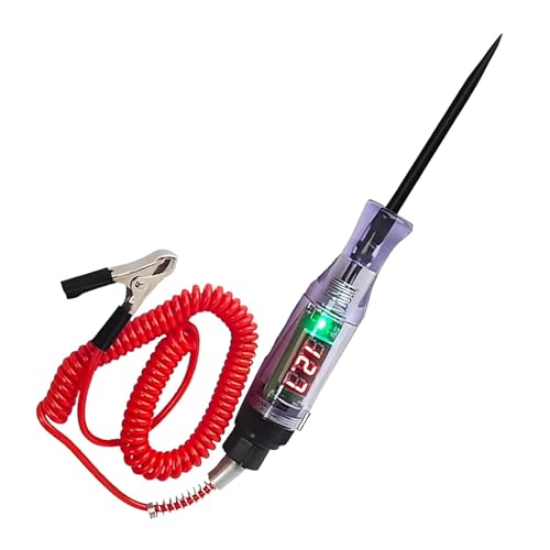 ExcellaElite Circuit Tester Fuse Tester Test Light Car Fuse Tester with Led Digital Test Light, Red Telescopic Spring Wire and Alligator Clip Suitable for Car Battery Circuit Inspection (3v-120v)