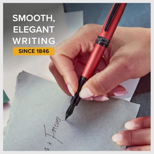 Image of Cross Bailey Matte Red Refillable Fountain Pen - Medium Point, Black Ink, Smooth Writing, Presented in a Premium Gift Box