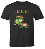 MoonWorks® Herren T-Shirt Chillkröte Schildkröte Rastafrisur Joint Comic Stil Fun-Shirt Spruch lustig anthrazit 4XL