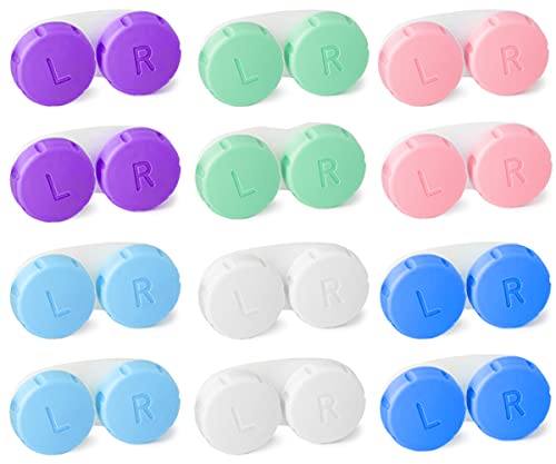 Contact Lens Cases 12 Piece Contact Lens Soak Storage Container Box, for Protecting Contact Lens, Keep Clean Care