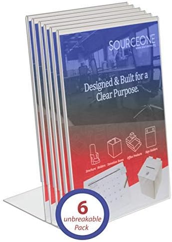 SOURCEONE.ORG Premium Clear 8.5 X 11-Inches Acrylic Slant Back Sign Holder, Brochure Holder