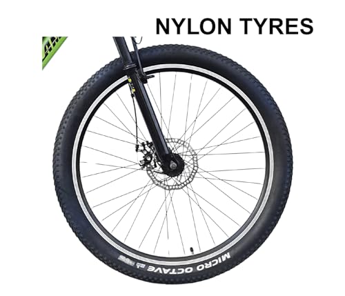 Image of Neelam Bull FIRE NB1.0 Unisex Electric Bicycle T-26 | Removable Battery 36V-250W|10.4AH|Suspension|Battery Indication Display|Saddle with Memory Foam Color-Lemon Green