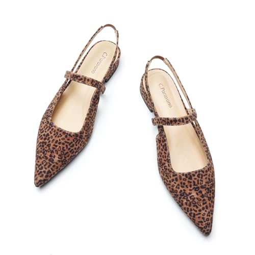 Image of C.Paravano Slingback Flats for Women Pointed Toe Sandal Dressy Shoes