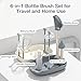 TPE & Silicone Travel Baby Bottle Cleaning Kit, 6-in-1 Baby Bottle Cleaner Brush Set with Breast Pump Cleaning, Nipple Brush, Straw Brush, Soap Dispenser, Portable Drying Rack, Baby Travel Essential