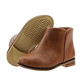 FLYFUPPY Girls Boots Ankle Boots for Girls Side Zipper Short Suede Booties Fashion Boots for Toddler/Little/Big Kids Brown US 10