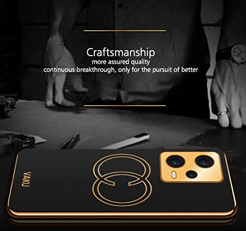 Image of Vaku Luxos Skylar Back Cover Case for Xiaomi Redmi Note 12 5G with Leather Pattern Design Gold Electroplated Soft TPU Cover| Shockproof Protective Case - Black