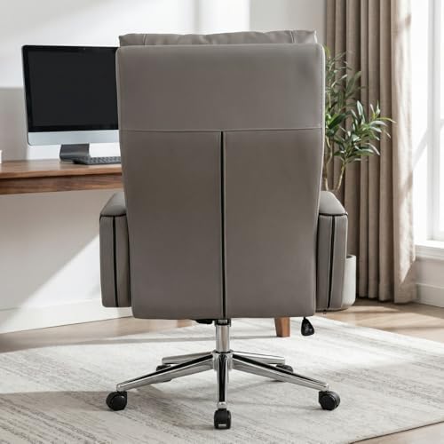 Image of Lakdi The Furniture Co Luxury Leatherette Director High Back Office Chair with Recliner, Ergonomic Design, Chrome Base and Smooth Castors - 5-Year Warranty & Free Assembly - 111012163 Grey