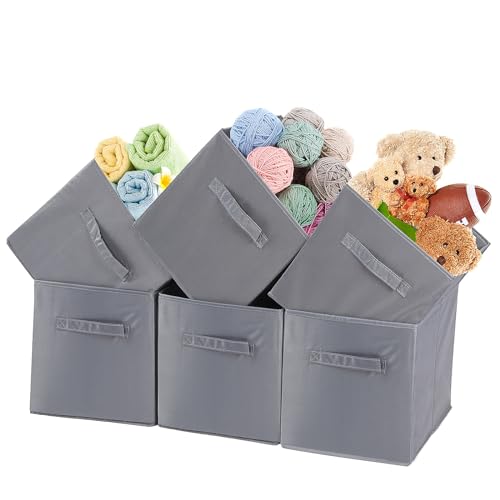 PACHIRA - Set di 6 cubi in tessuto, 28 x 28 x 28 cm, con manici, organizer pieghevole, per scaffali cubi, organizzatore di vestiti, scatole in tessuto