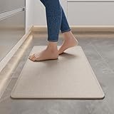 YDKGL Kitchen Mats for Floor, Super Absorbent Kitchen Rugs Non Slip Washable, Soft Imitation Linen Braided Kitchen Runner Rug, Standing Mat Kitchen Sink Mat, Easy to Clean, Beige 17x30