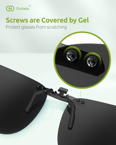 Image of Goiteia Polarized Flip up Clip on Sunglasses over Prescription Glasses for Men Women-Upgraded No Blue Glare