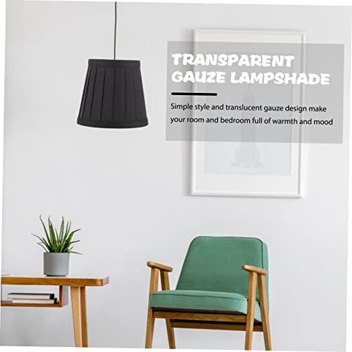 Image of Lamp Shade Replacement Cover Elegant Black Pleated Fabric for Chandeliers Wall Lamps Easy Installation Fits Multiple Lighting Fixtures Stylish Home Decor